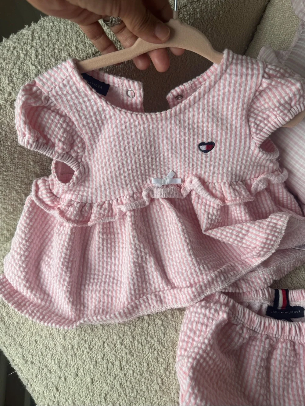 Tommy Hilfiger Pink Seersucker Diaper Cover Set